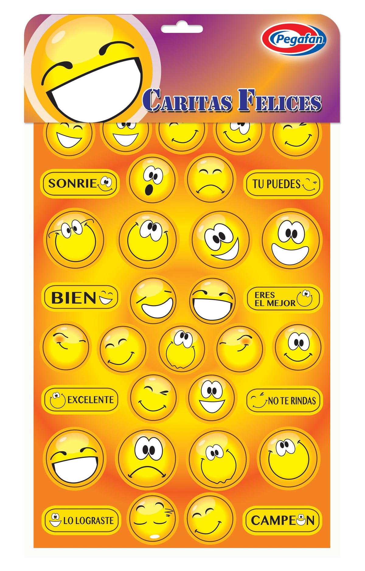 Etiqueta caritas y frases motivadoras Pegafan