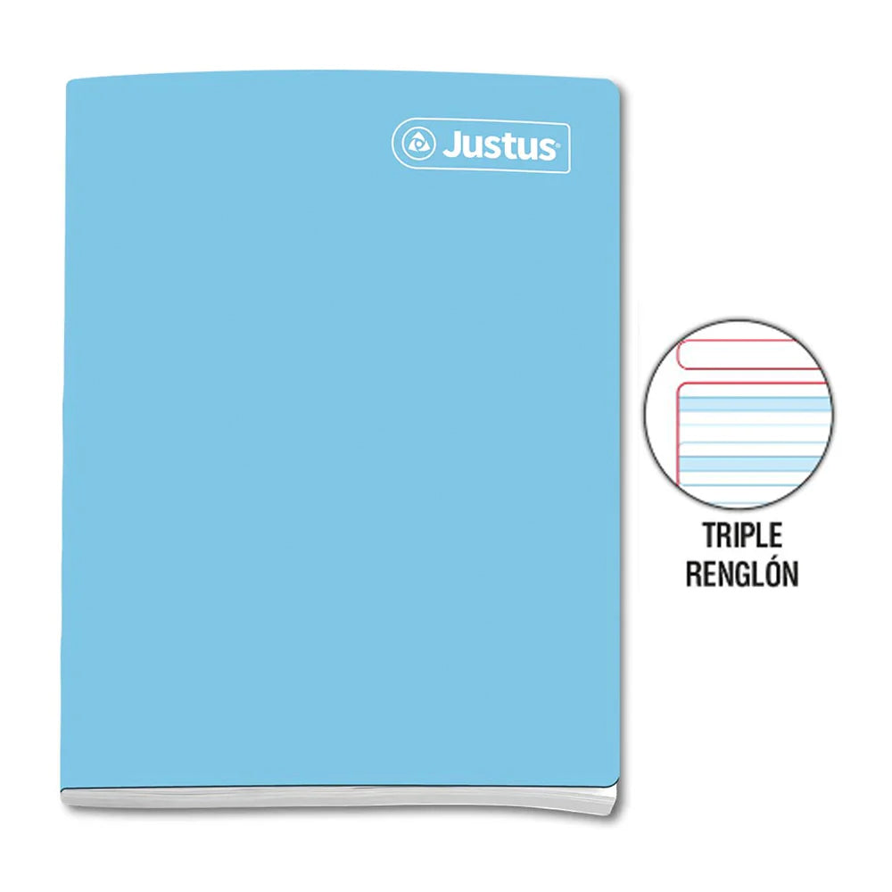 Cuaderno engrapado triple raya A4 80 hojas Justus