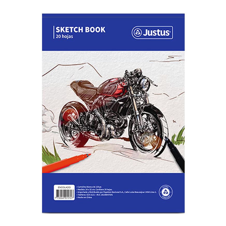 Sketch book dibujo 20 hojas Justus