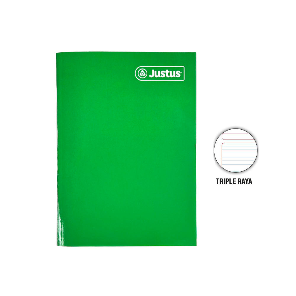 Cuaderno engrapado triple raya max A4 80 hojas con stickers Justus
