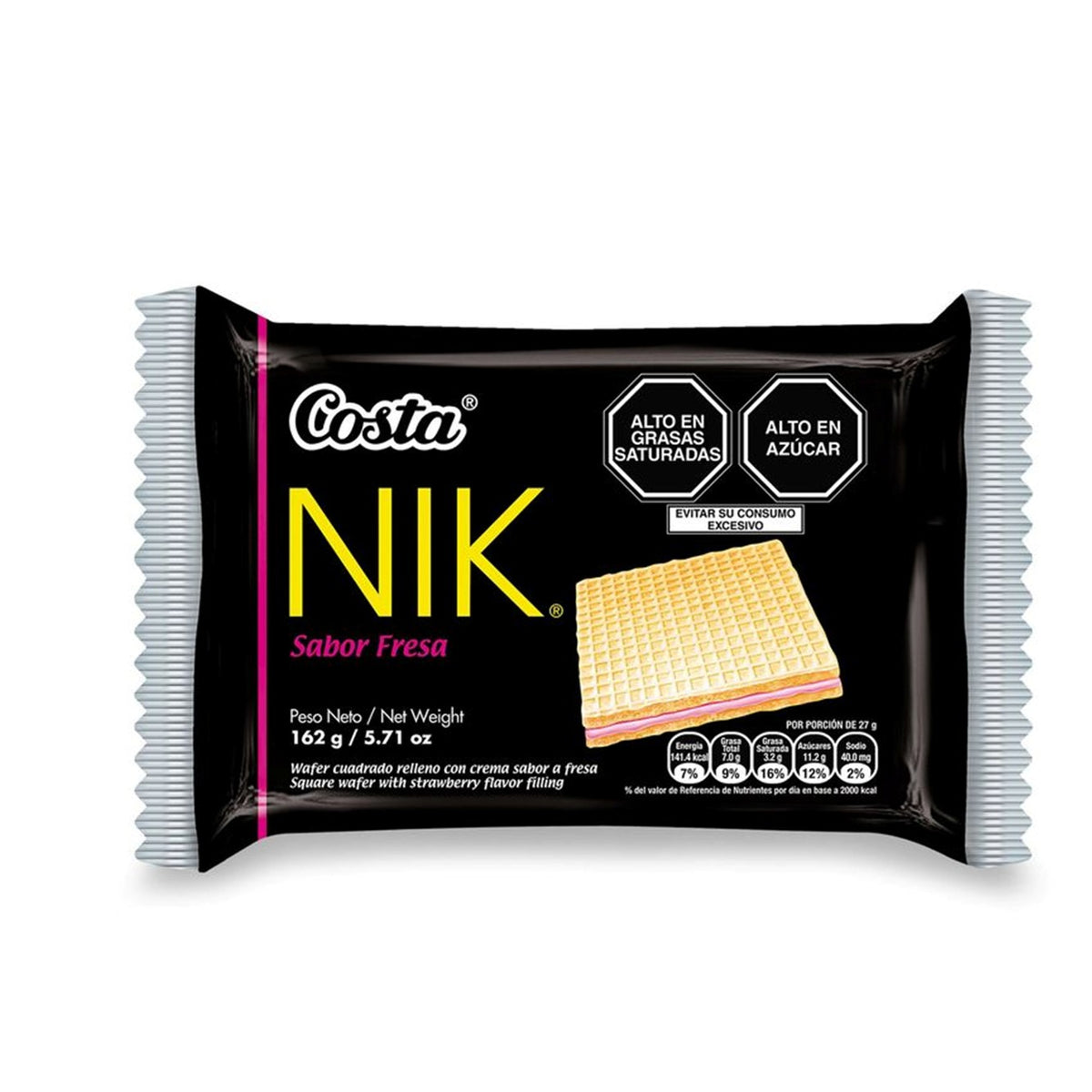 Wafer Nik fresa 27 gr pack x 6 unidades Costa
