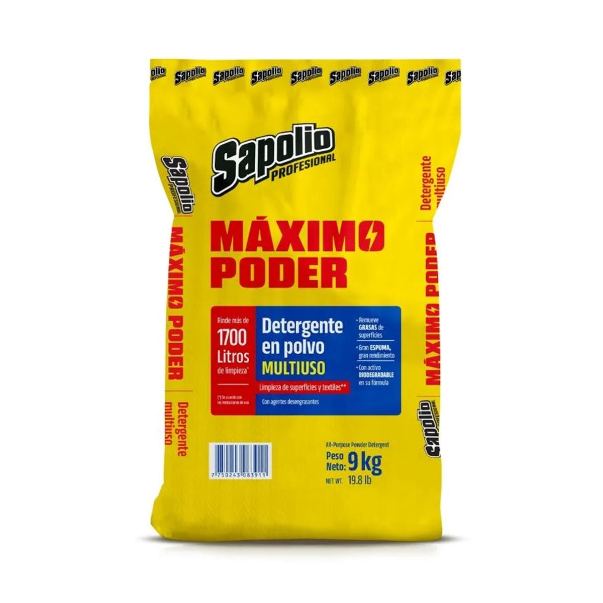 Detergente profesional saco 9kg Sapolio