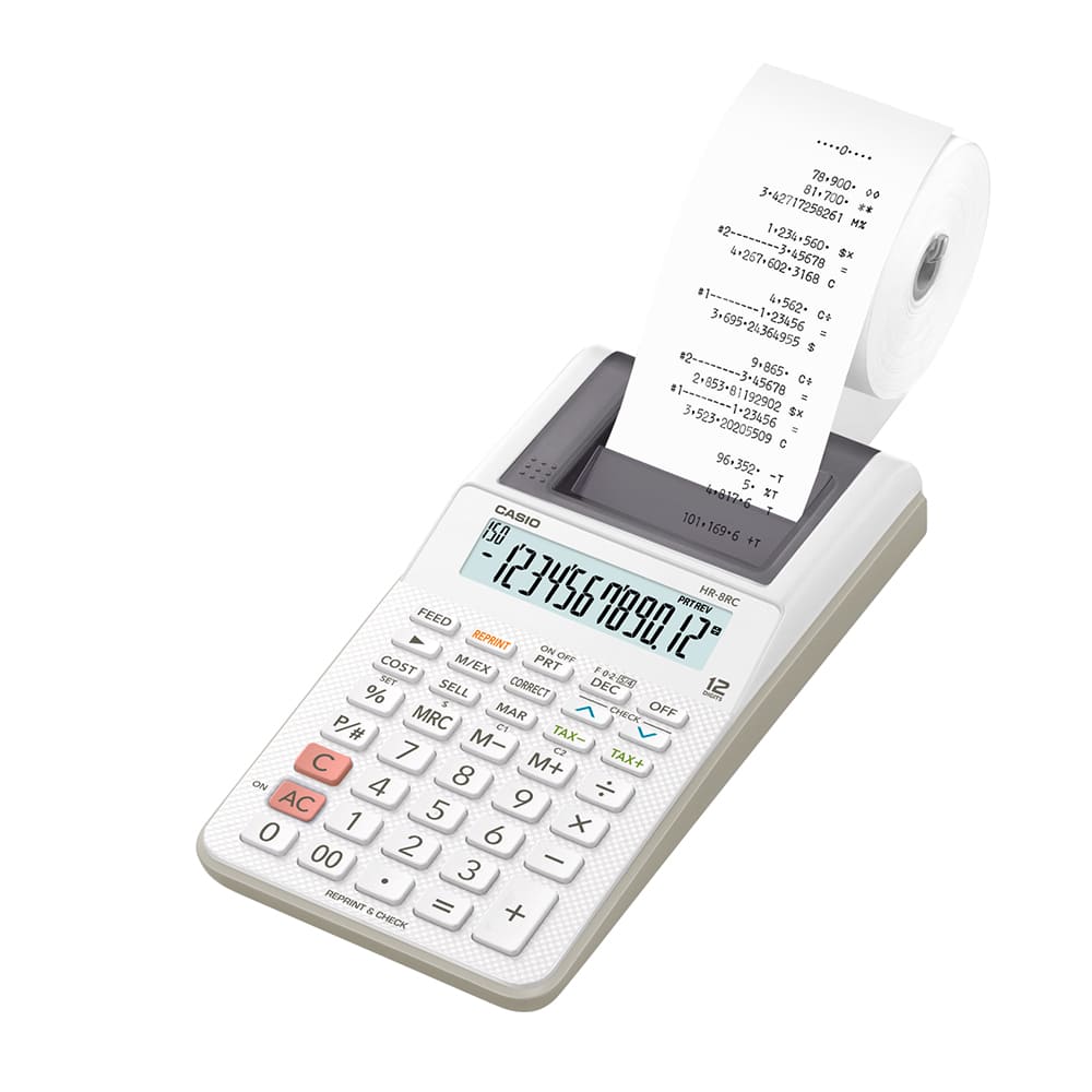 Calculadora con impresora 12 digitos HR-8RC blanco Casio