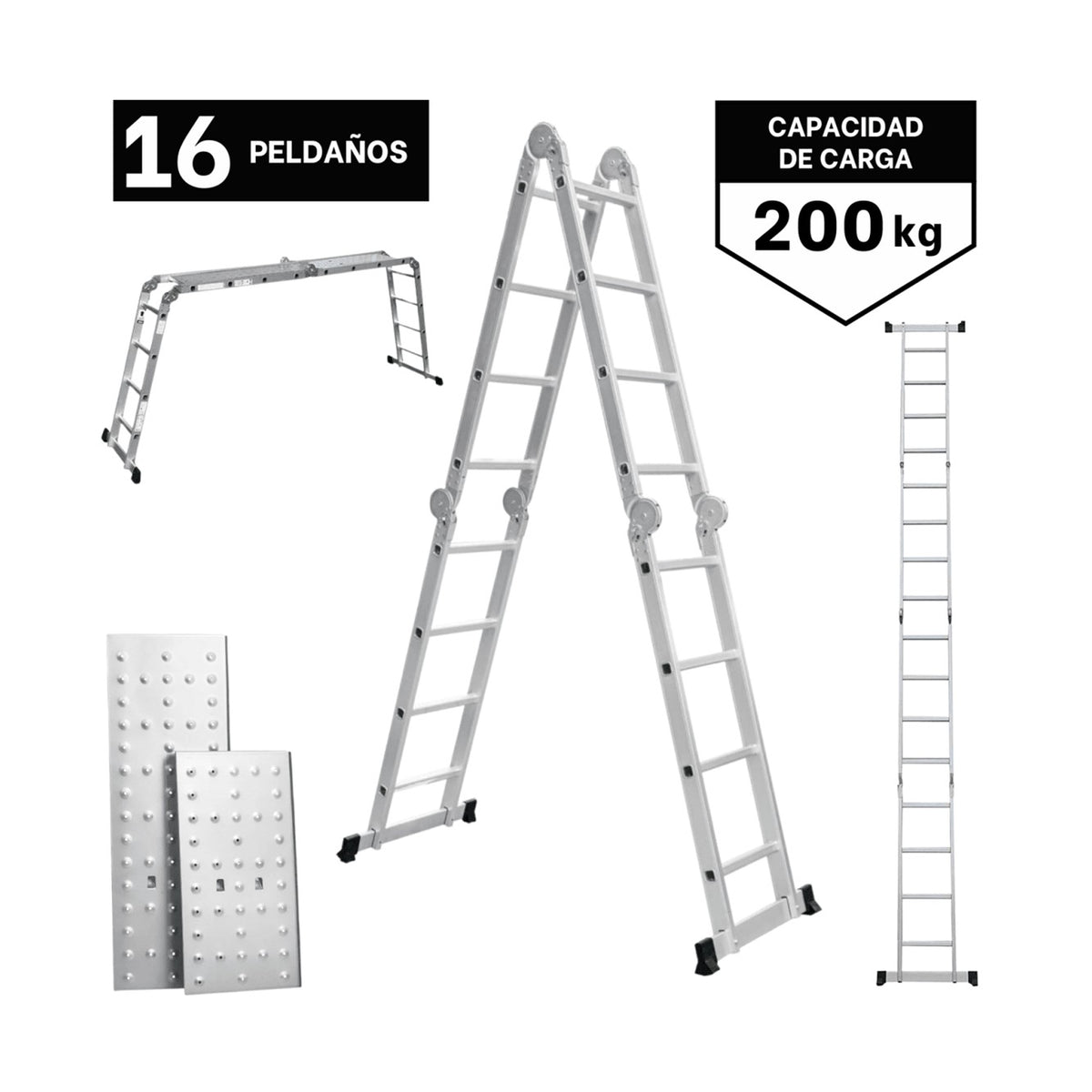 Escalera aluminio multiposición 16 pasos Truper 101906