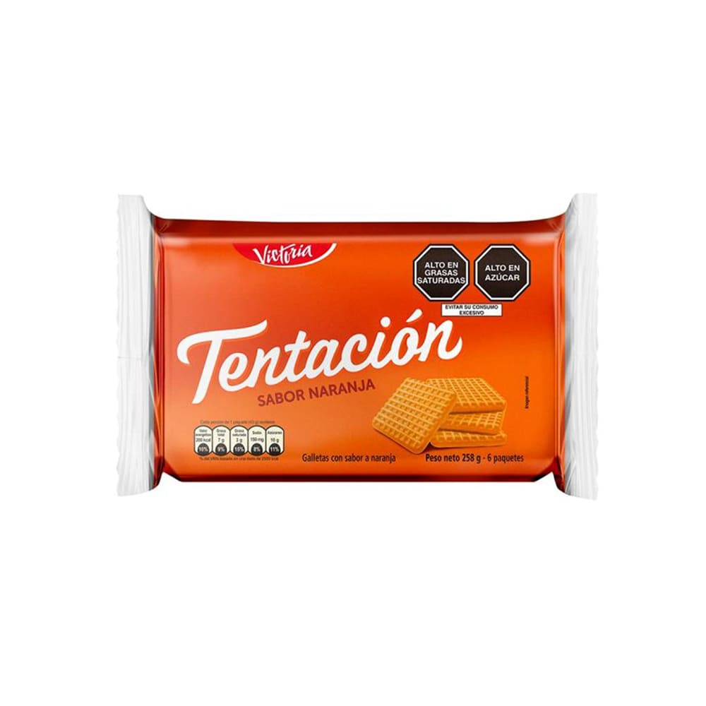 Galleta Tentacion naranja 43 gr x 6 und Victoria
