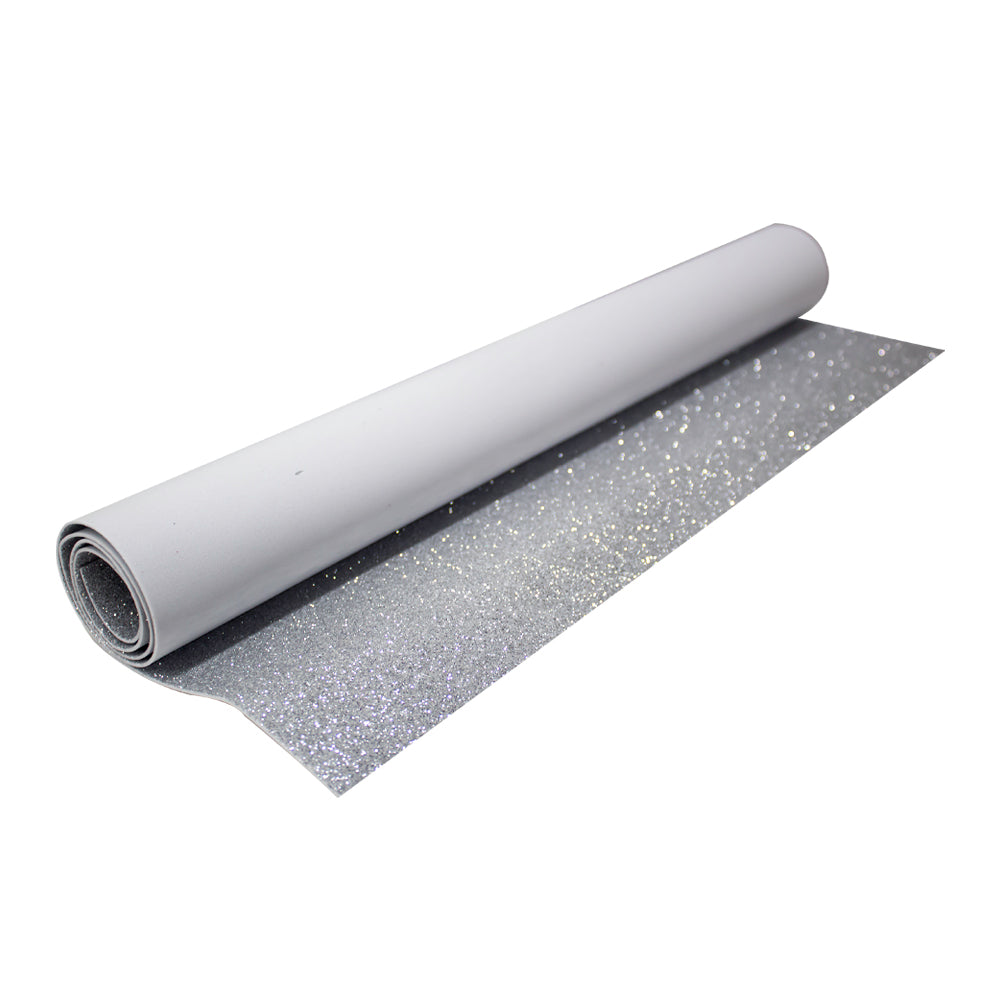 Microporoso 1.5mm glitter plata 50 cm x 70 cm x 1 unidad