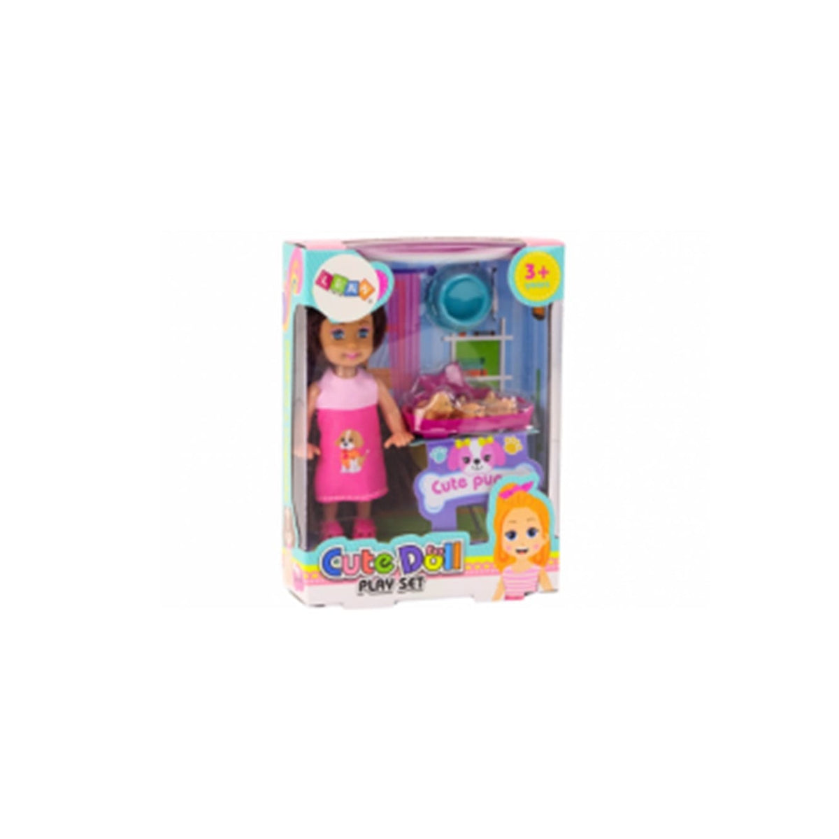 Set muñeca con mascotas