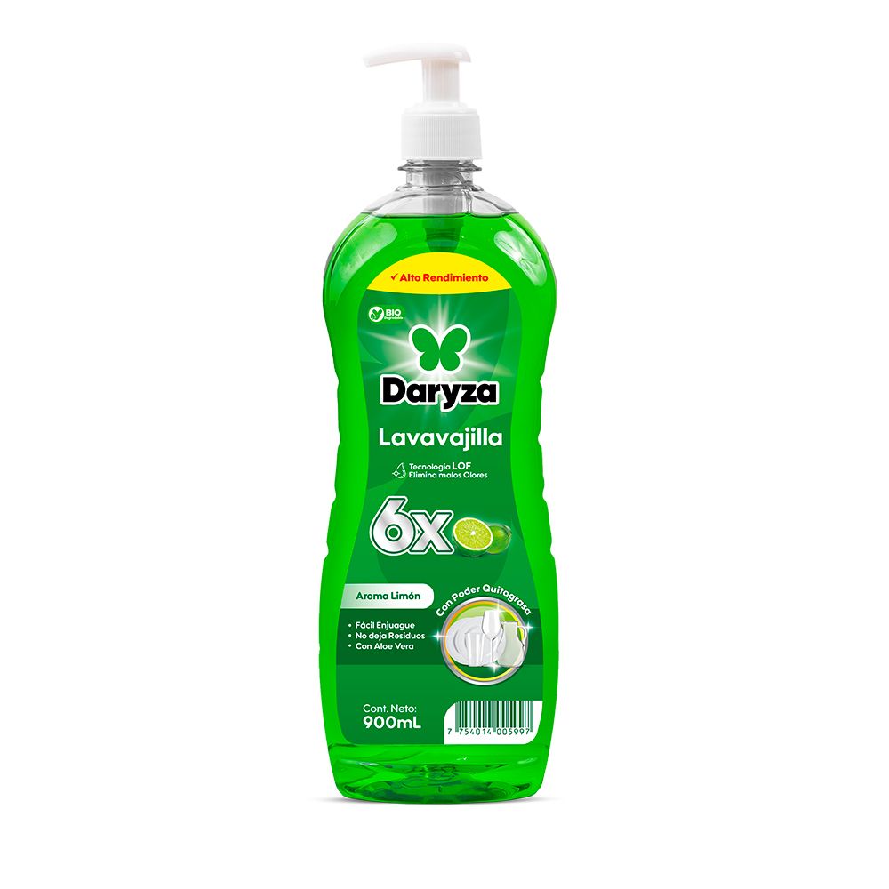 Lavavajilla líquido limón x900ml Daryza