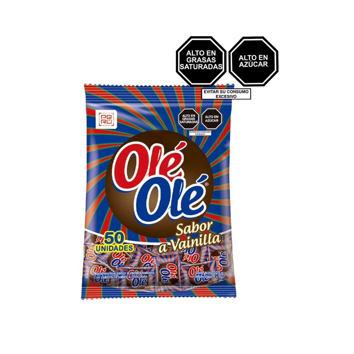 Marshmellow vainilla con chocolate bolsa x 50 unidades Ole Ole