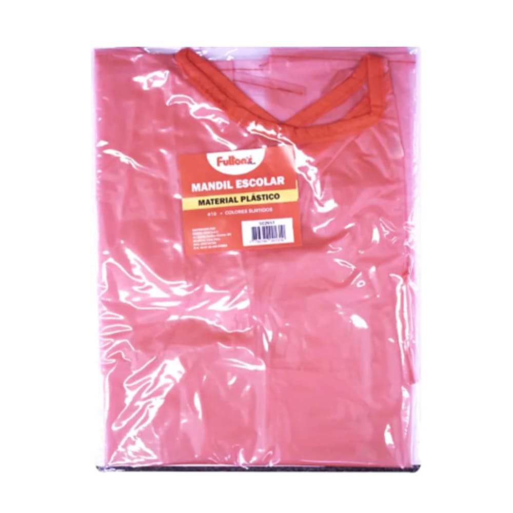 Mandil plástico escolar rosado #10