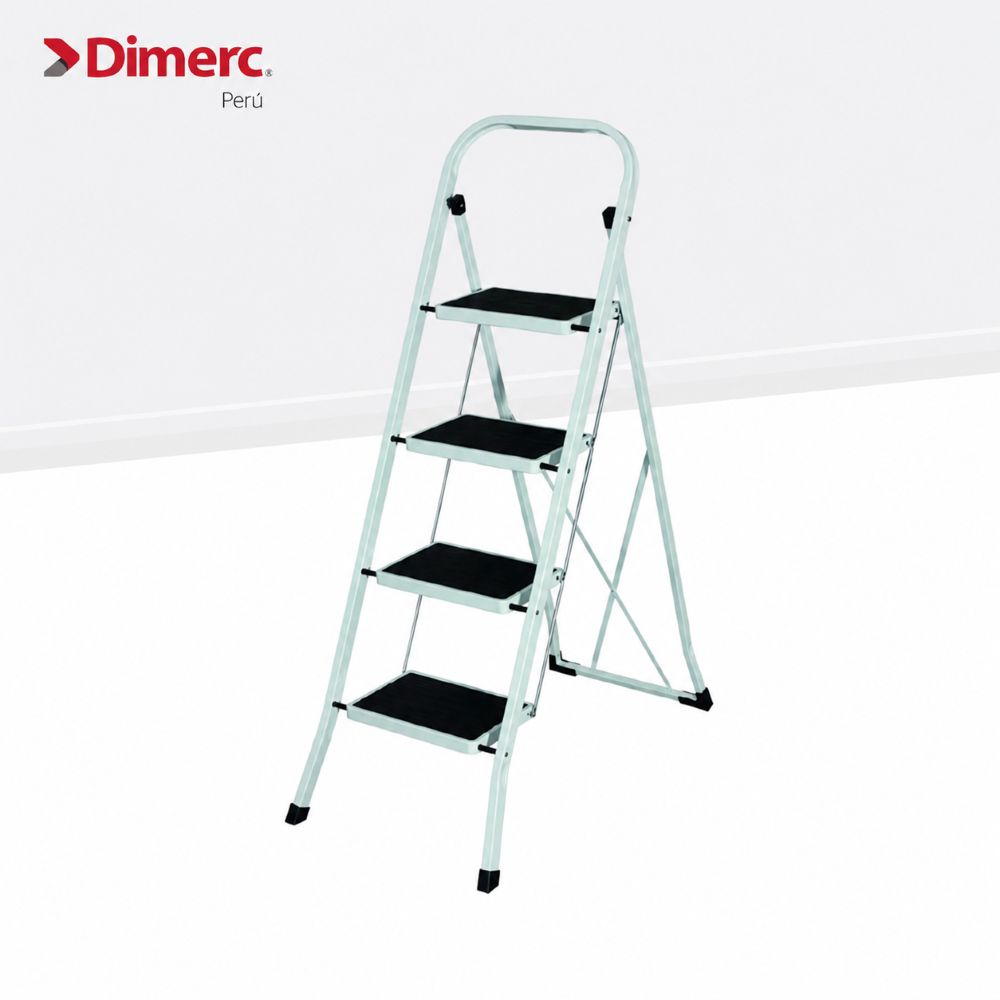 Escalera tubular de acero 4 pasos Dimerc