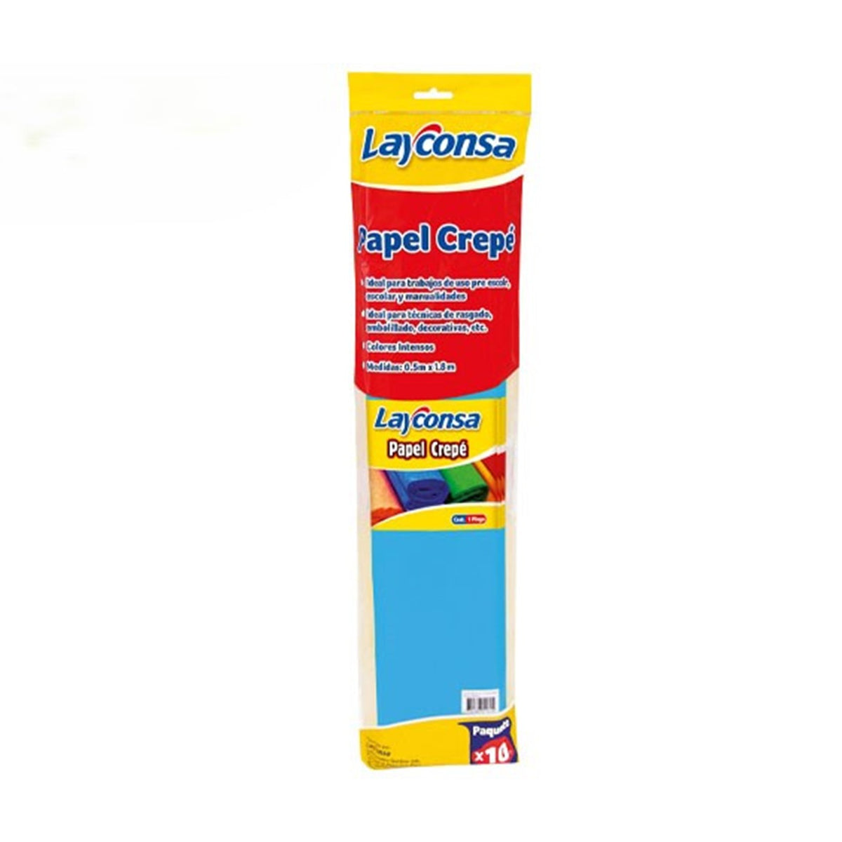 Papel crepe celeste 50x160 10 unidades Layconsa