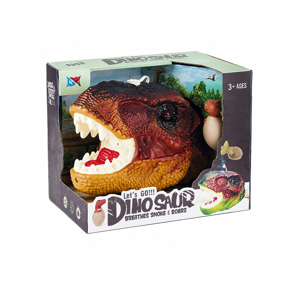 Cabeza de dinosaurio didáctica con luz y sonido