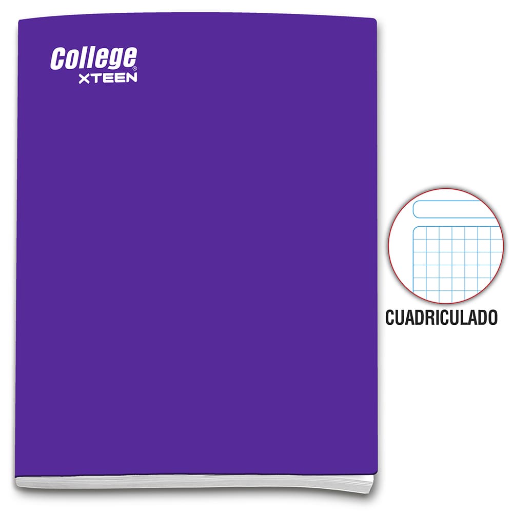 Cuaderno engrapado cuadriculado A4 x 80 hojas morado Xteen College