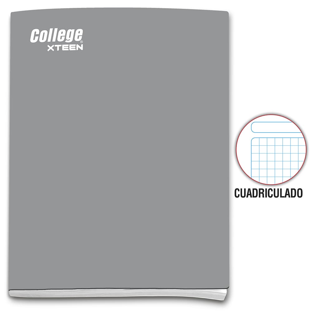 Cuaderno engrapado cuadriculado A4 x 80 hojas plomo Xteen College