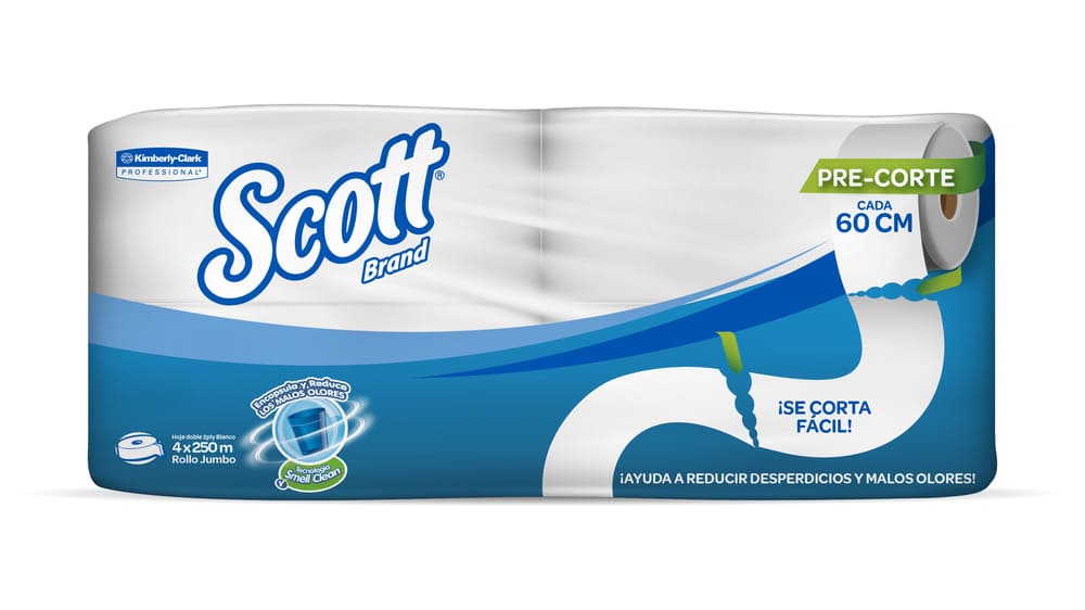 Papel higiénico blanco doble hoja 250 mt x 4 rollos Scott Brand