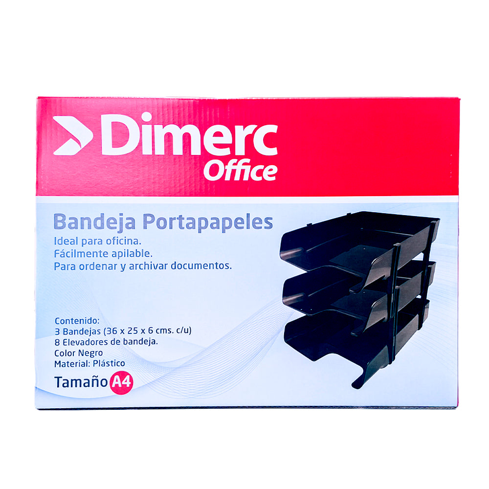 Bandeja 3 pisos plástico negro Dimerc