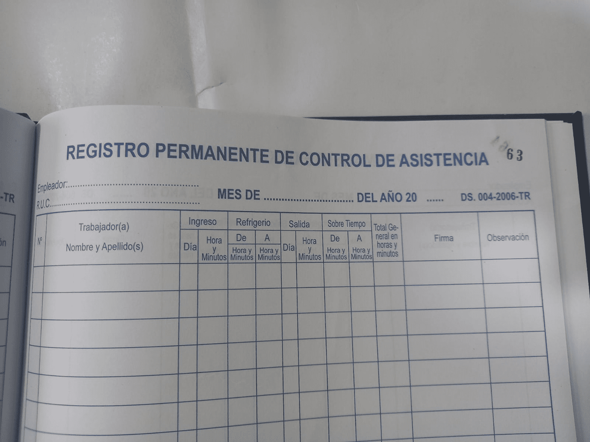 Libro control asistencia x 200 paginas 75 gr grafiresa