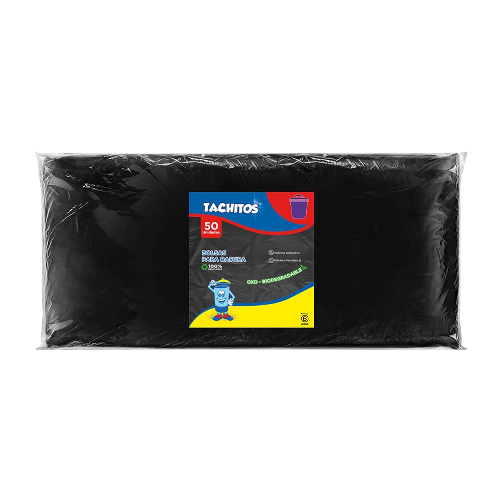 Bolsa para basura biodegradable 75L negro x 50 unidades 73.3x91.4 Tachitos