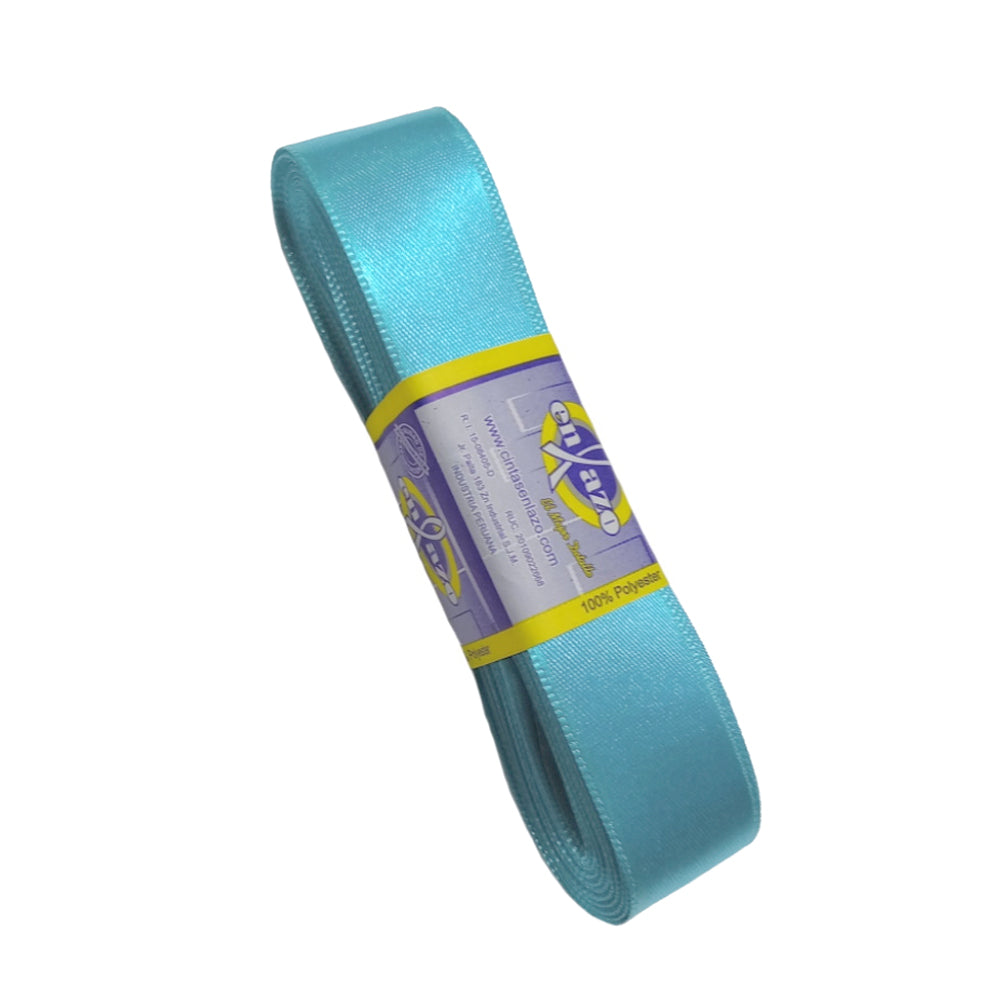 Cinta satinada celeste 2.5cm rollo x 10 metros