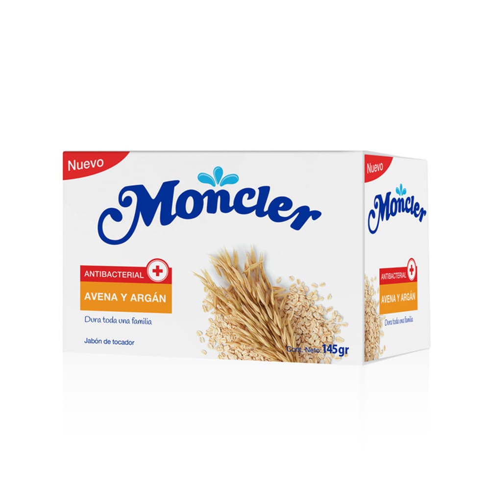 Jabón de tocador antibacterial avena y argán 145gr. Moncler