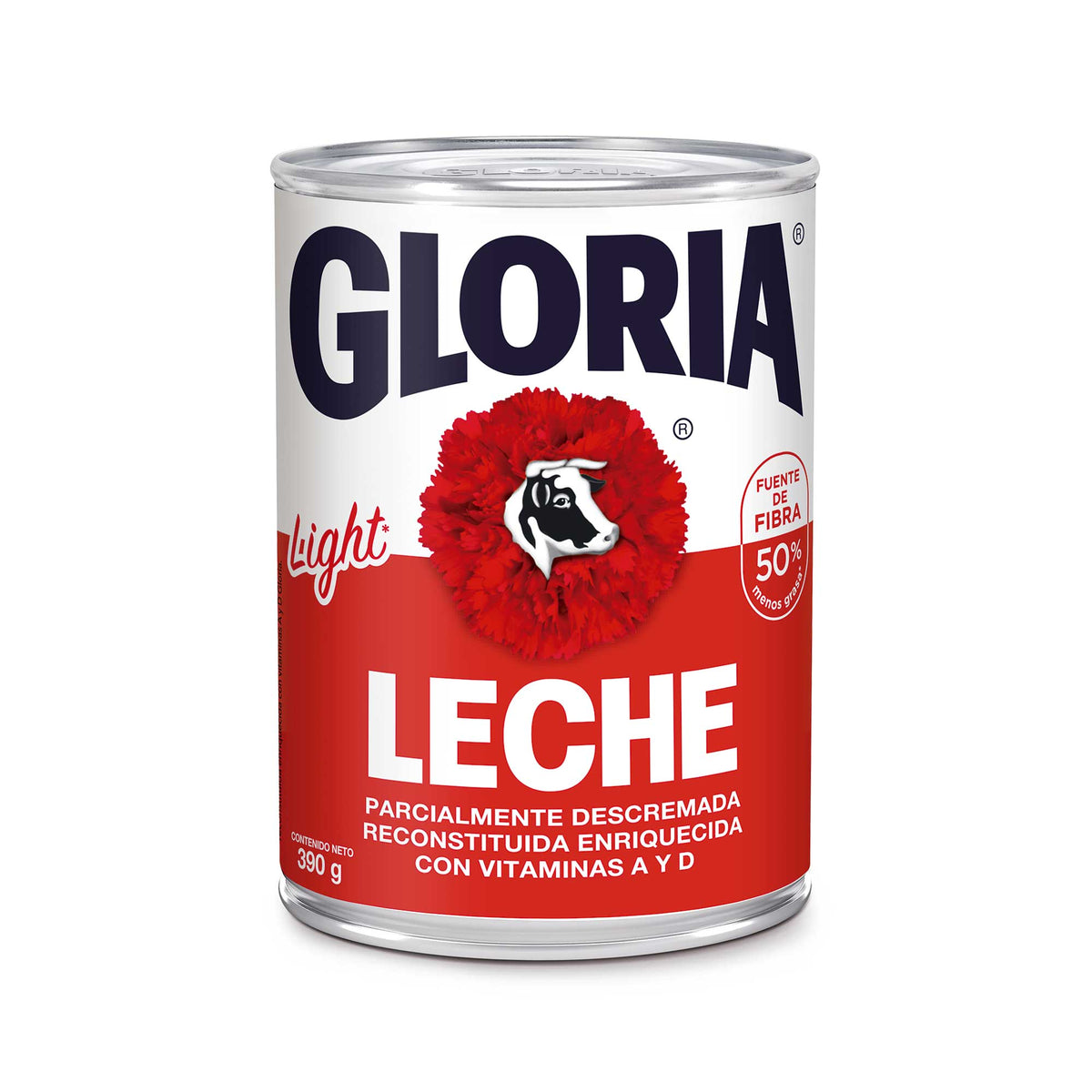 Leche reconstituida light lata roja 390 gr Gloria