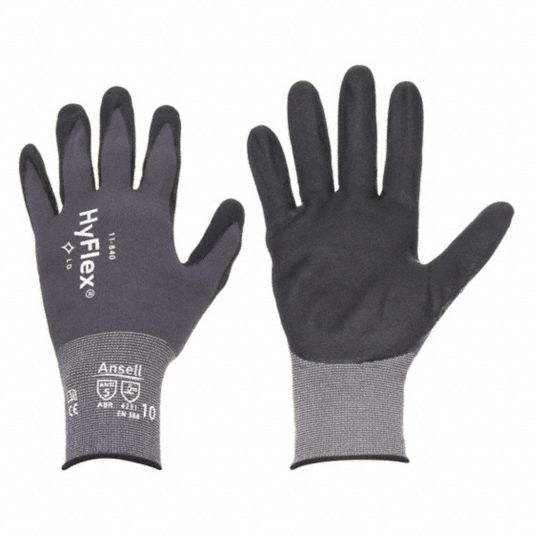 Guante con recubrimiento de nitrilo para abrasión negro/gris talla l/9 Ansell