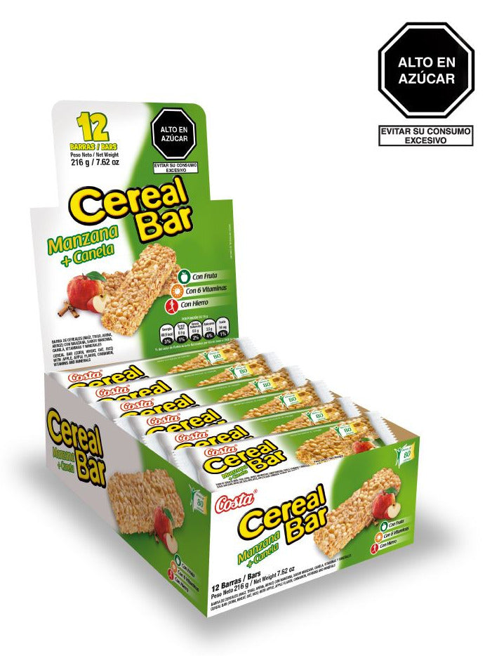 Cereal bar manzana canela 18 gr x12 und Costa