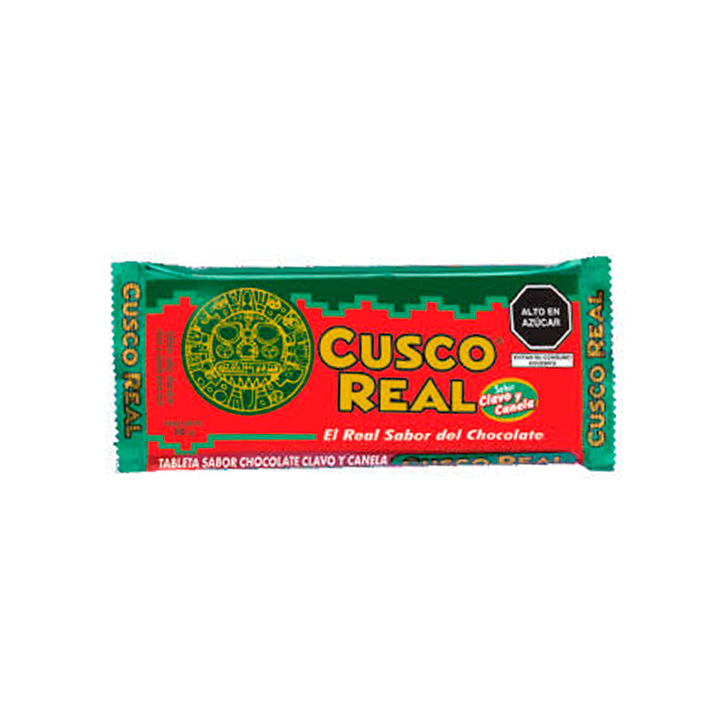 Tableta sabor chocolate clavo y canela para taza cusco real 80g