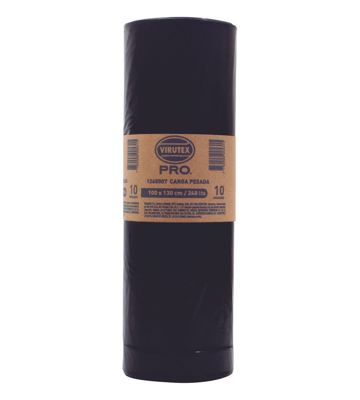 Bolsa para basura con faja 240L 100x130cm rollo x 10 unidades Virutex
