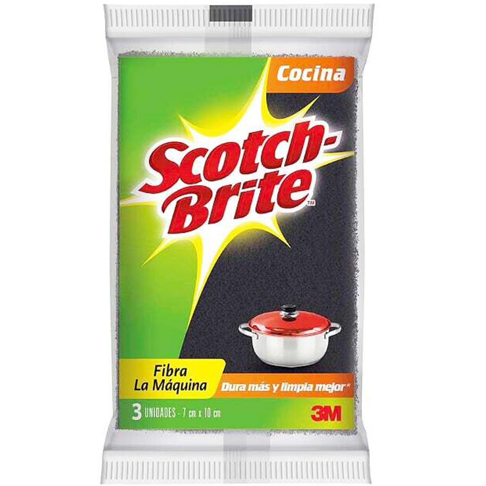 Esponja fibra la máquina color gris x 3 unidades Scotch-Brite