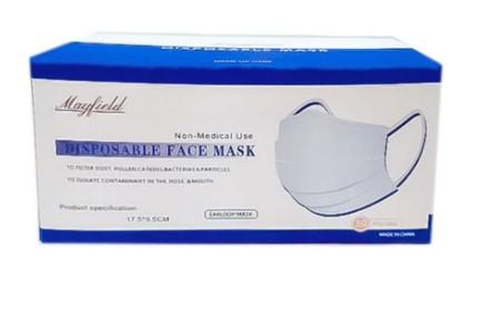 Mascarilla 3 pliegues celeste x50un no medico