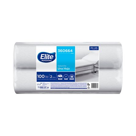 Sabanilla 1 hoja blanca 100m x 2 rollos 50x53cm Elite