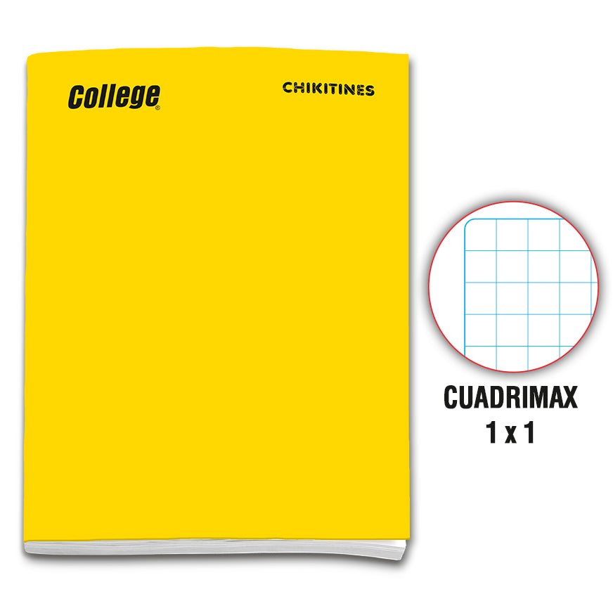 Cuaderno engrapado cuadrimax 1x1 A4x 80 hojas amarillo Chikitines College