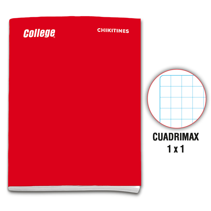 Cuaderno engrapado cuadrimax 1x1 A4x80 hojas rojo Chikitines College