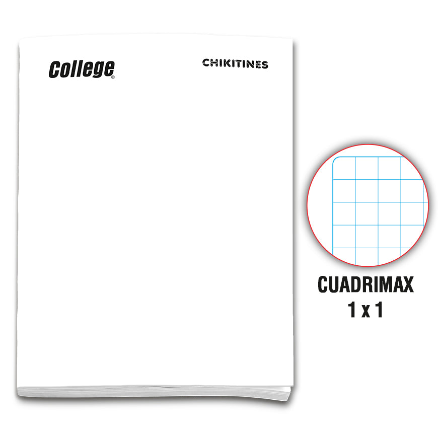 Cuaderno engrapado cuadrimax 1x1 A4x80 hojas blanco Chikitines College