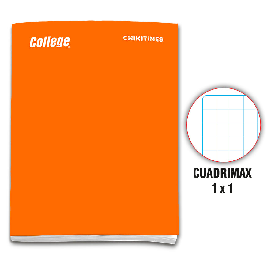 Cuaderno engrapado cuadrimax 1x1 Ax80 hojas naranja Chikitines College