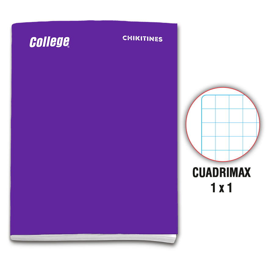 Cuaderno engrapado cuadrimax 1x1 A4x80 hojas morado Chikitines College