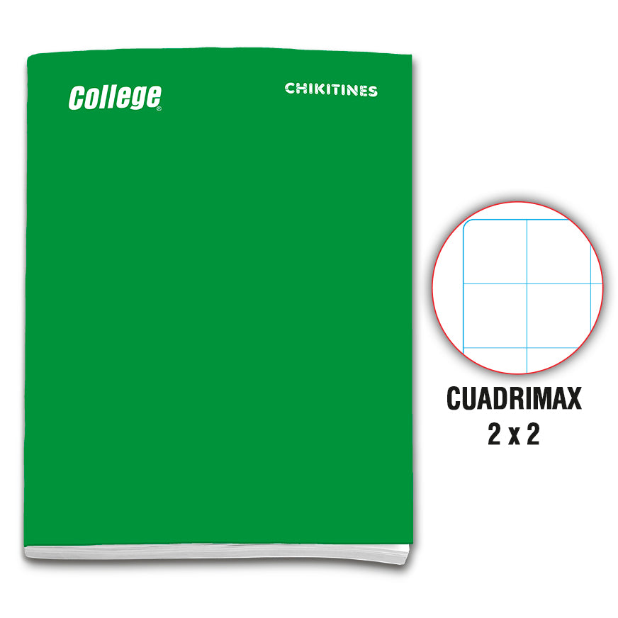 Cuaderno engrapado cuadrimax 2x2 A4x80 hojas verde Chikitines College