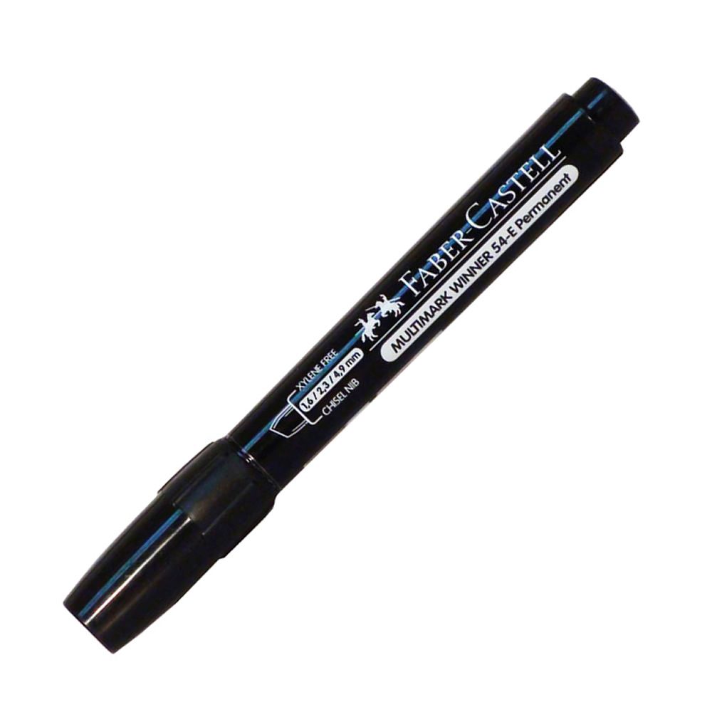 Plumón permanente punta biselada negro 54-E Faber Castell