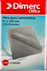 Mica para laminadora 150 micras 67mm x 100mm 100 unidades Dimerc