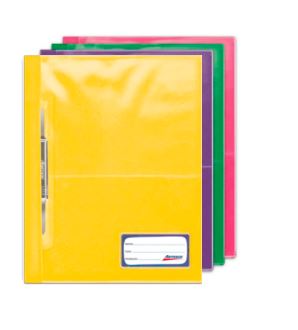 Folder tapa transparente oficio con fastener colores surtido Artesco