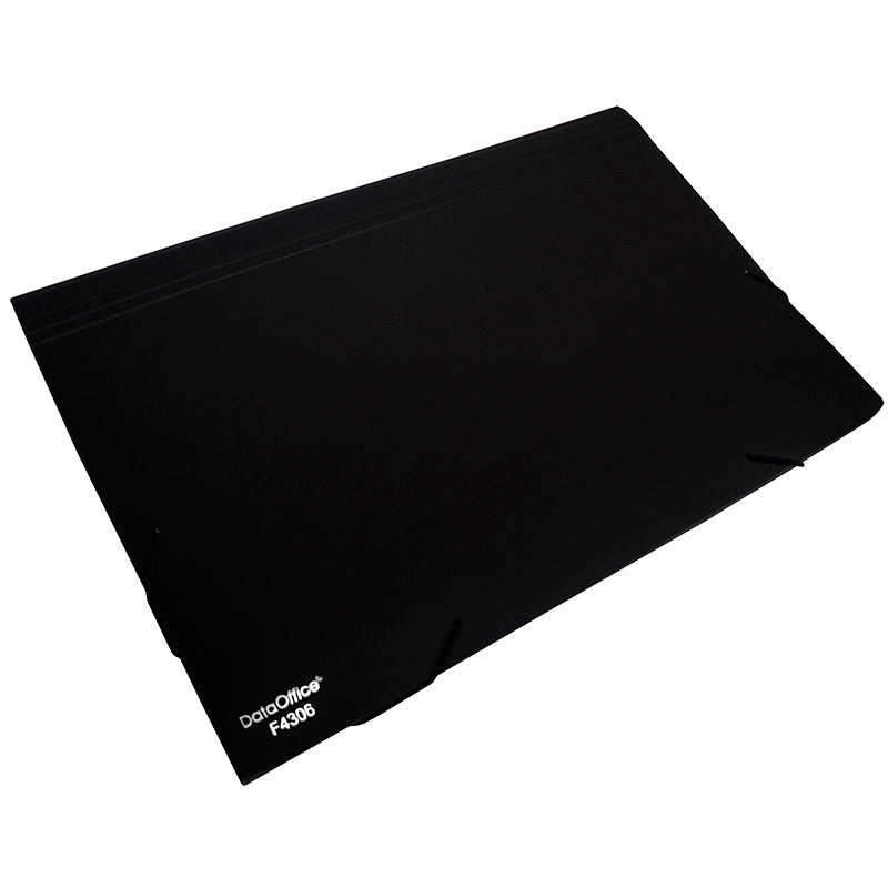 Folder con liga oficio color negro Data Office