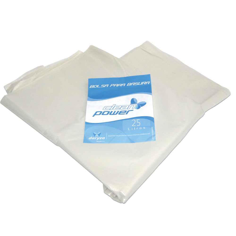 Bolsa para basura blanca 25 litros c/f 20 x 20 1.2 mic x 10 unidades Clean Power