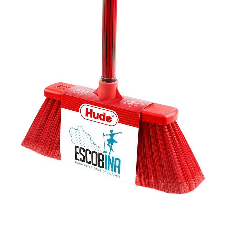 Escoba mango plástico escobina 30.5 cm rojo hude