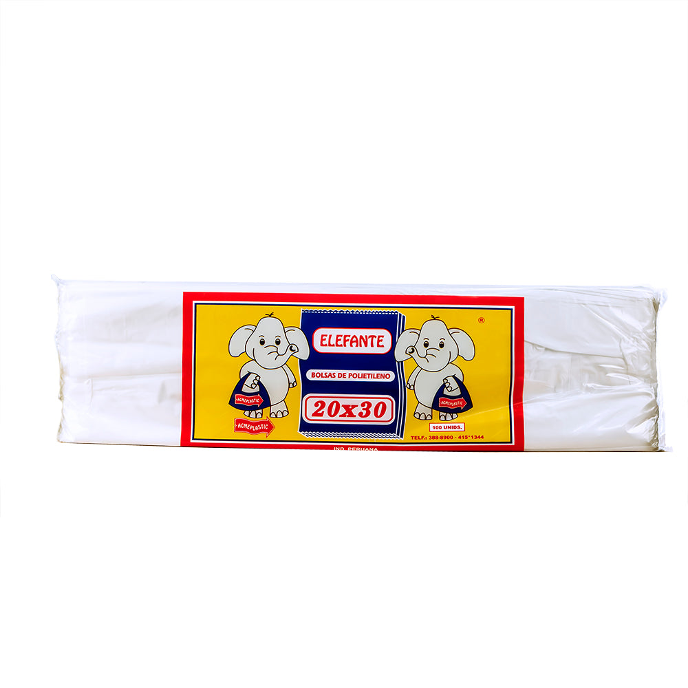 Bolsas blancas de polietileno 20 x 30 pulgadas alta densidad x 100 und