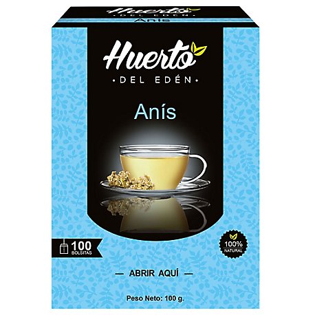 Anís Huerto del Edén, caja por 100 unidades.