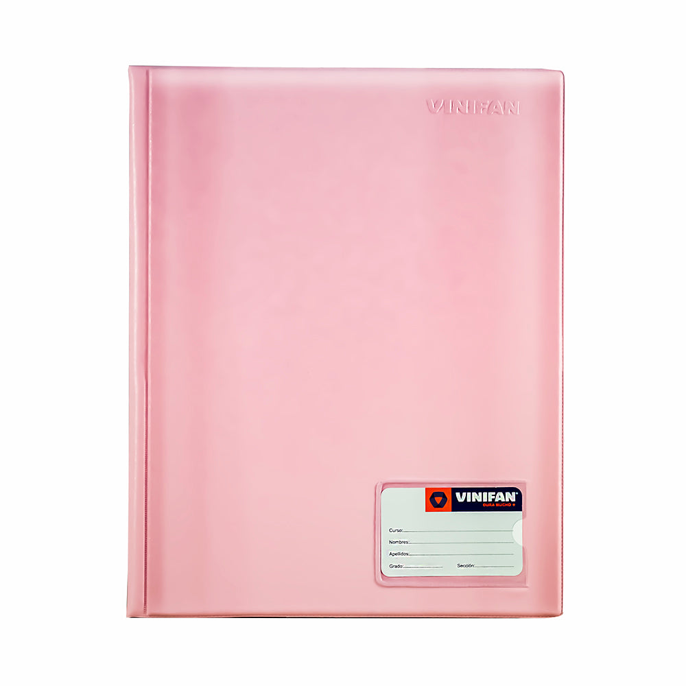 Folder doble tapa A4 con gusano color rosa pastel Vinifan