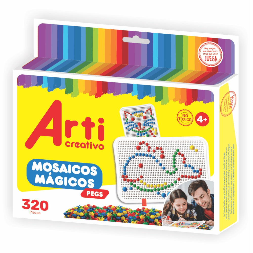 Juego creat plast mosaicos magicos x320pzs pegs