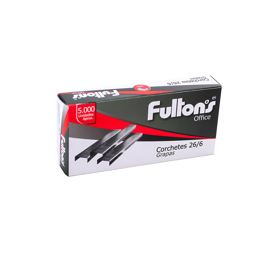 Grapas 26/6 caja x 5000 unidades cromado Fultons